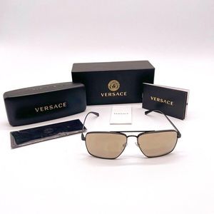 Sale! Versace Unisex Black Brown Mirror Sunglasses